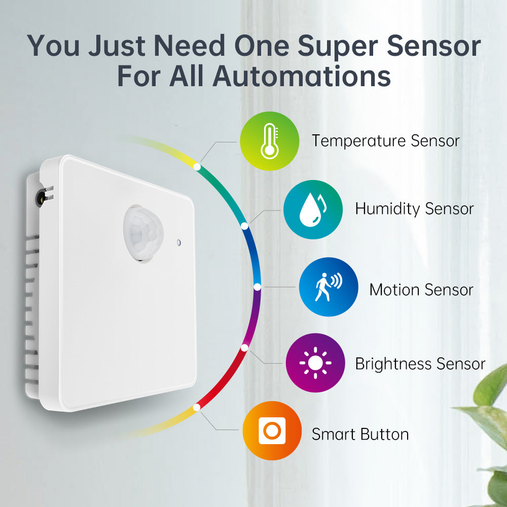 LinknLink Multi Sensor: Temperature and Humidity, PIR Motion Sensor, Brightness Sensor and Switch Button for Automations, Battery Power