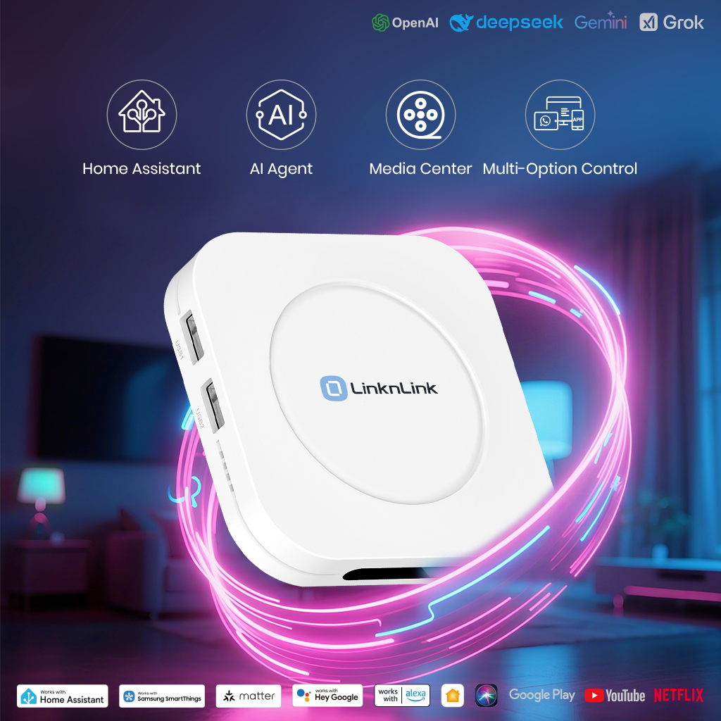 LinknLink iSG Box SE (Bundled with Zigbee Stick): AI-Powered Super Gateway with Built-in Home Assistant, Streaming Media Center, YouTube, Netflix, Google Play (Early Bird, Delivered in November)