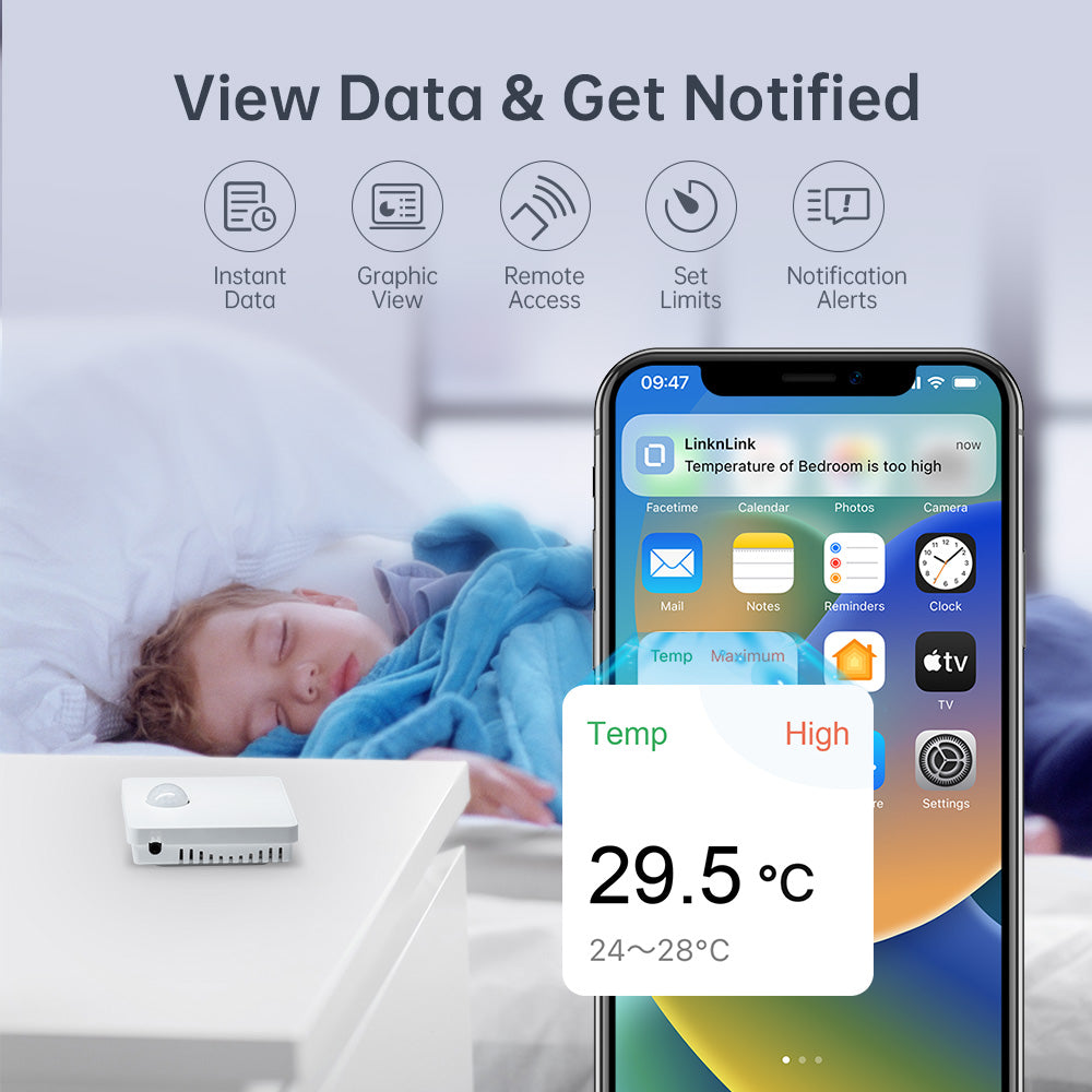 LinknLink Multi Sensor: Temperature and Humidity, PIR Motion Sensor, Brightness Sensor and Switch Button for Automations, Battery Power