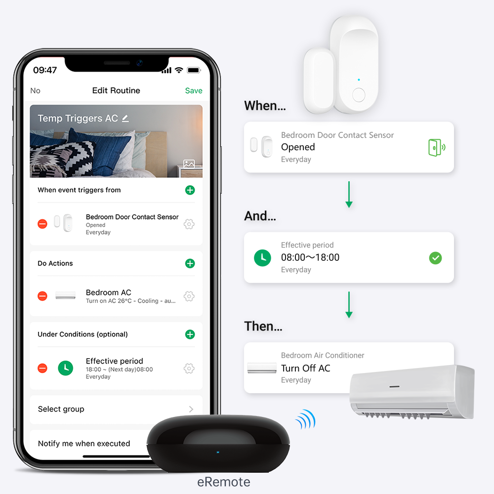 LinknLink Door/Window Contact Sensor, eRemote Required
