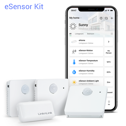 LinknLink Multi Sensor: Temperature and Humidity, PIR Motion Sensor, Brightness Sensor and Switch Button for Automations, Battery Power