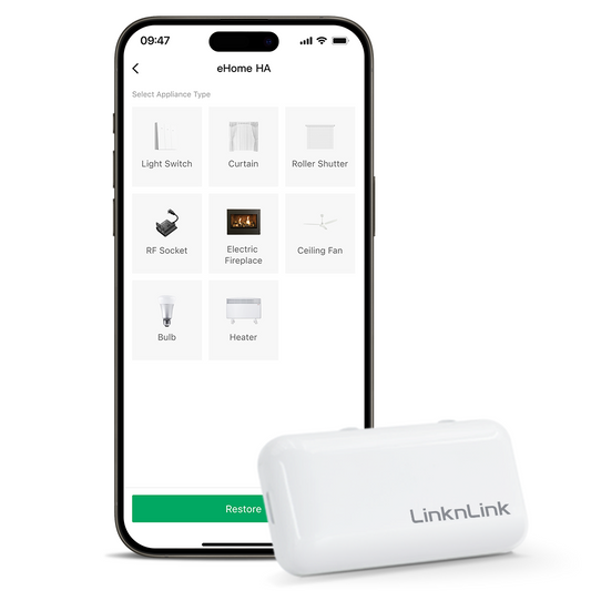 LinknLink WiFi Smart RF Universal Remote: RF Controller for Light Switche, Ceiling Fan, Roller Shutter Motor, RF2MQTT Home Assistant, Compatible with Alexa, Google Home